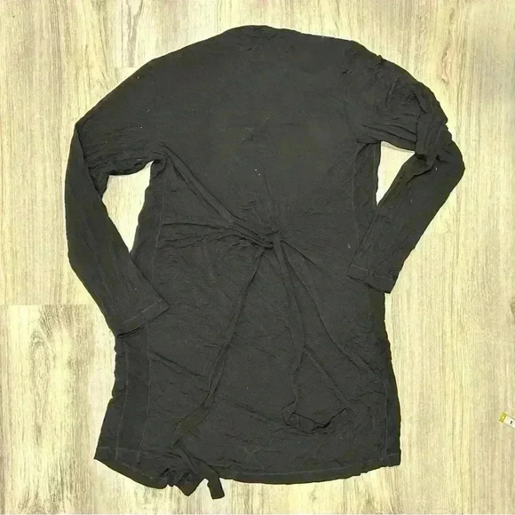 DKNY Black Longline Cardigan Sweater Wrap Tie Duster Knit Long Sleeve Size M - Picture 8 of 8